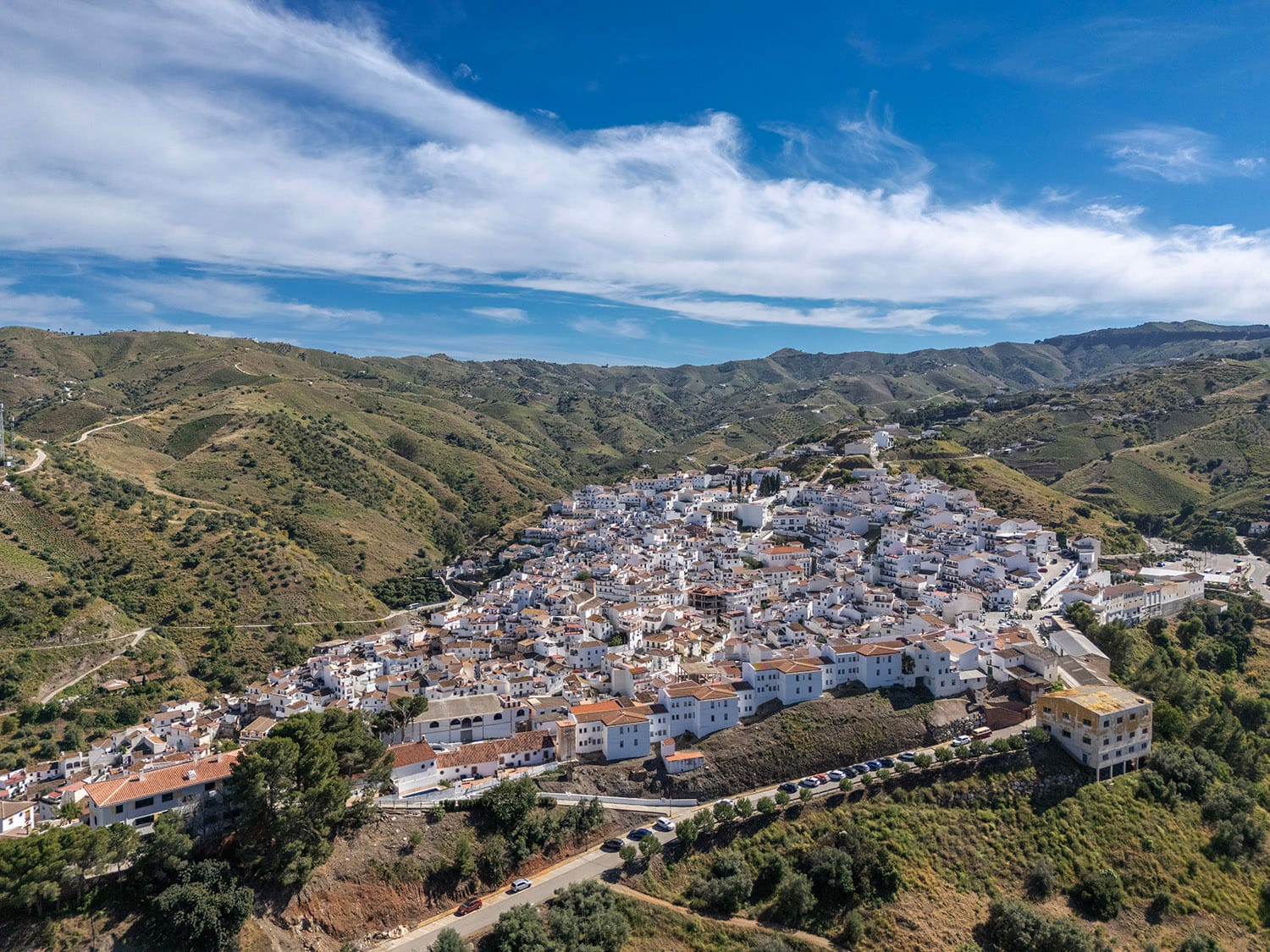 A stunning aerial image of Almachar on the Ruta de la Pasa trail through the Axarquía region east of Málaga, taken by Jason Elliott for the eastofmalaga.com website A stunning aerial image of Almachar on the Ruta de la Pasa trail through the Axarquía region east of Málaga, taken by Jason Elliott for the eastofmalaga.com website